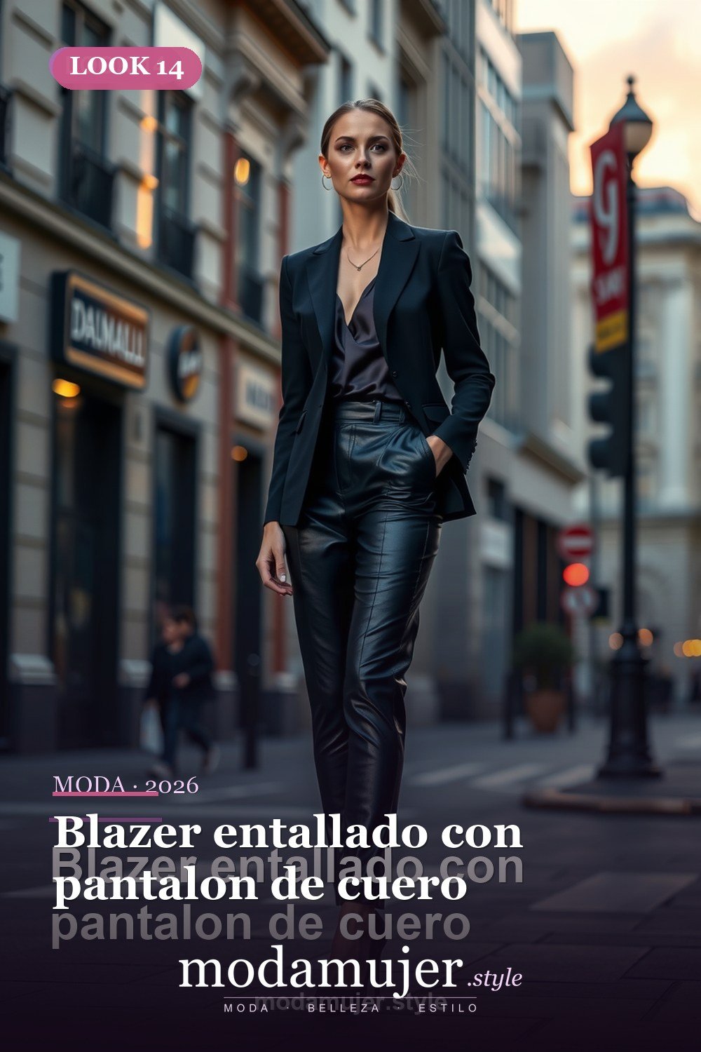 Blazer entallado con pantalon de cuero — 30 outfits con blazer para mujer en 2026: ideas con americana