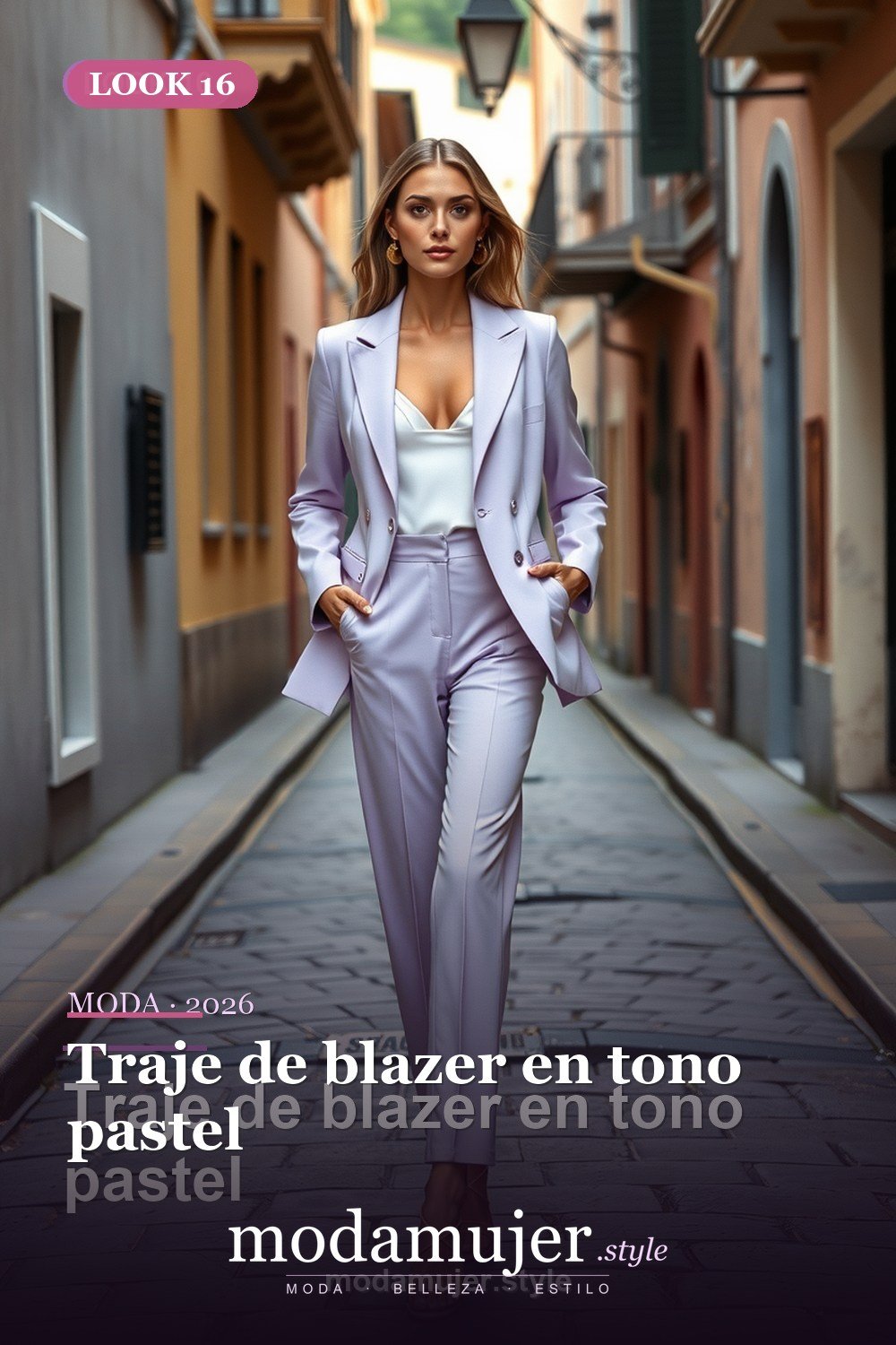 Traje de blazer en tono pastel — 30 outfits con blazer para mujer en 2026: ideas con americana