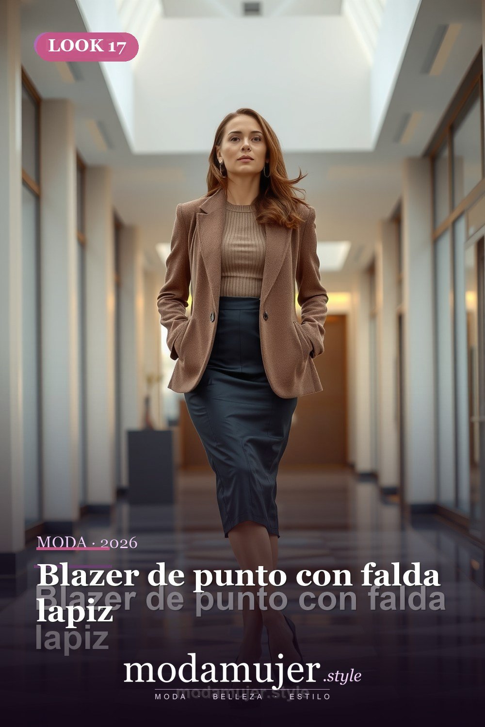 Blazer de punto con falda lapiz — 30 outfits con blazer para mujer en 2026: ideas con americana