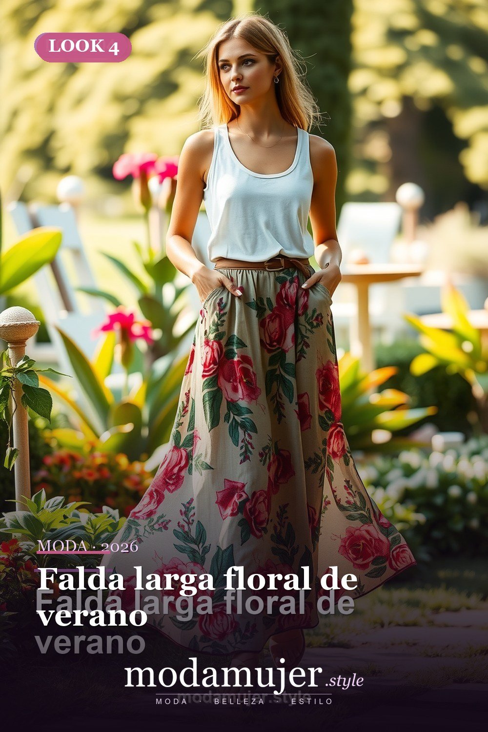 Falda larga floral de verano — 30 outfits con falda para mujer en 2026: ideas para cada ocasion