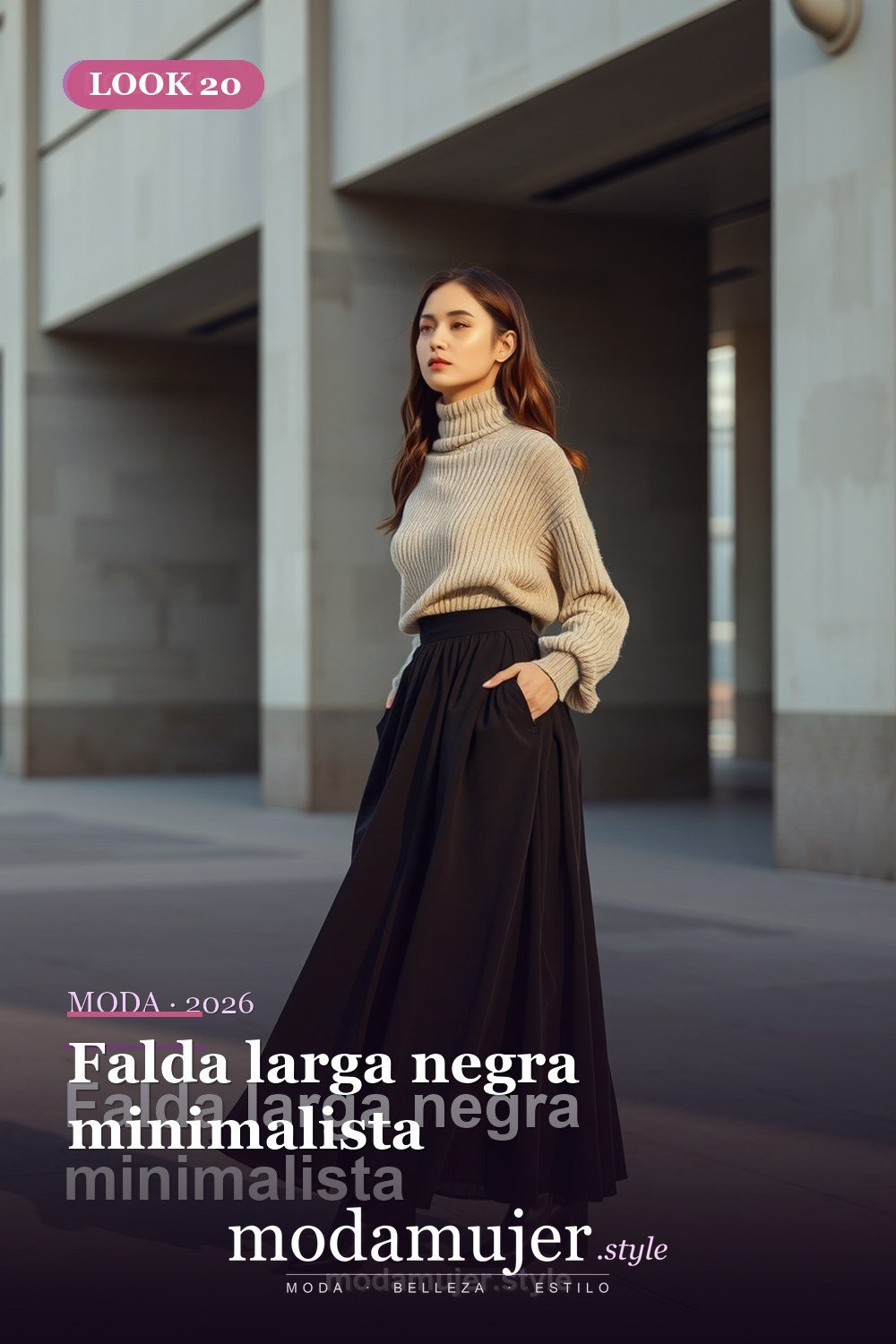 Falda larga negra minimalista — 30 outfits con falda para mujer en 2026: ideas para cada ocasion