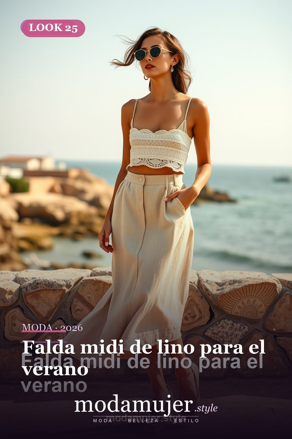 Falda midi de lino para el verano — 30 outfits con falda para mujer en 2026: ideas para cada ocasion