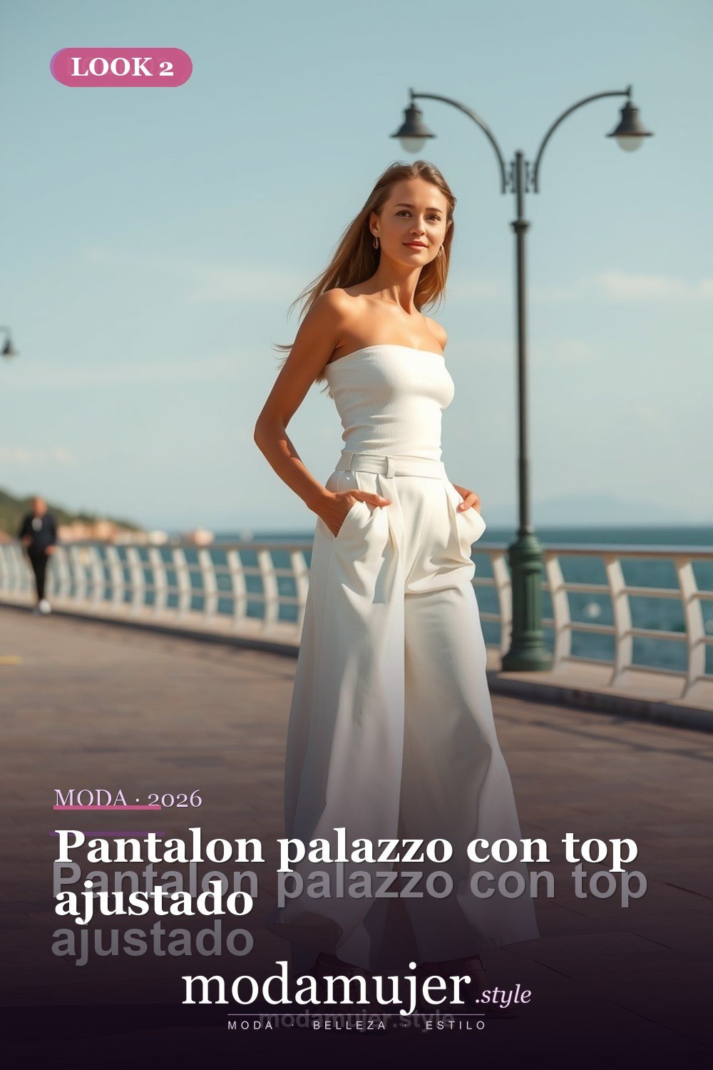 Pantalon palazzo con top ajustado — 30 outfits con pantalon para mujer en 2026: ideas con pantalones