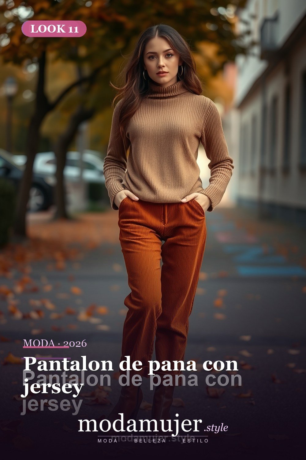 Pantalon de pana con jersey — 30 outfits con pantalon para mujer en 2026: ideas con pantalones