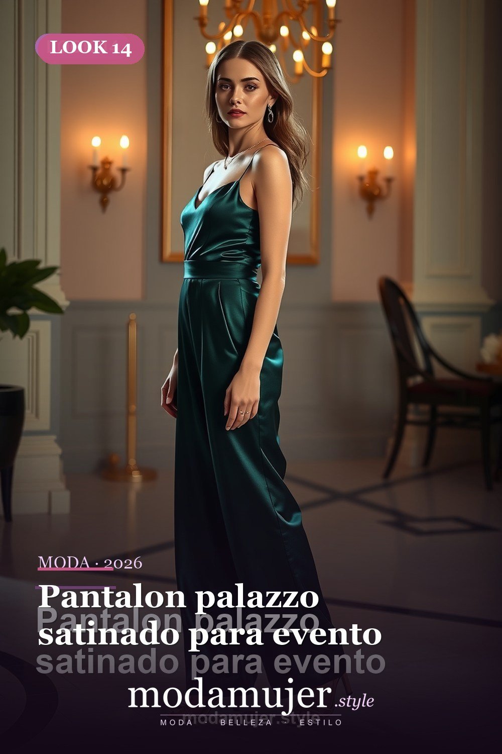 Pantalon palazzo satinado para evento — 30 outfits con pantalon para mujer en 2026: ideas con pantalones