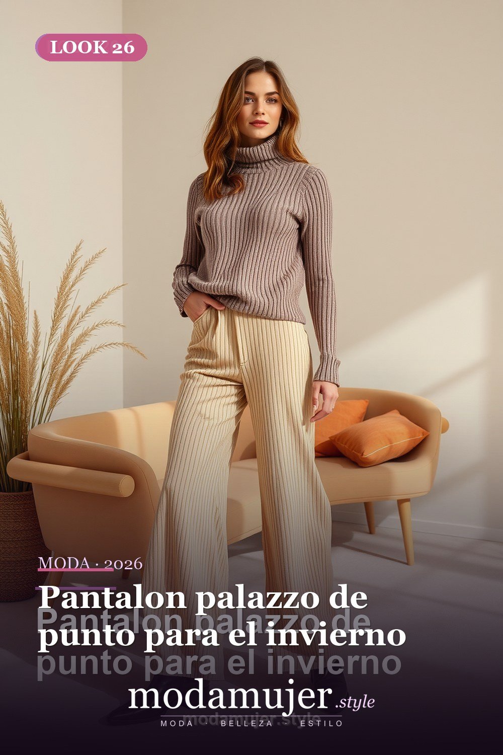 Pantalon palazzo de punto para el invierno — 30 outfits con pantalon para mujer en 2026: ideas con pantalones