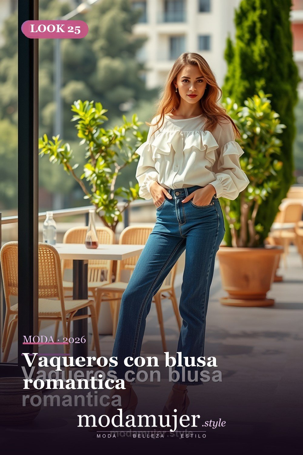 Vaqueros con blusa romantica — 30 outfits con vaqueros para mujer en 2026: ideas con jeans
