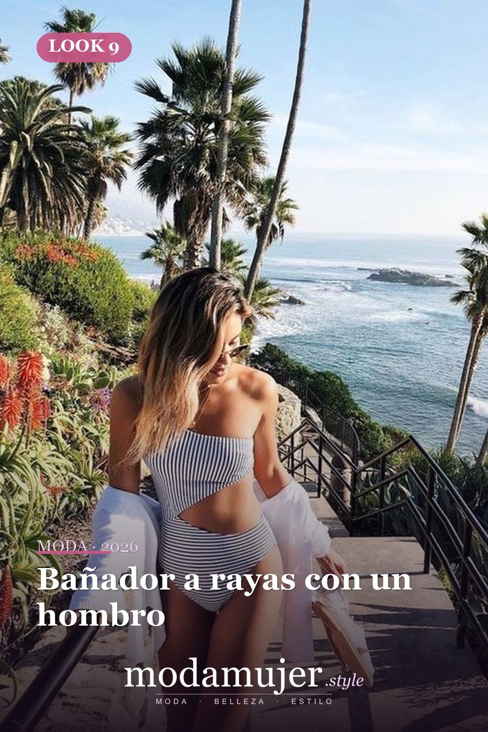 Bañador a rayas con un hombro — Tendencias de trajes de baño para 2026: 26 ideas para inspirarte