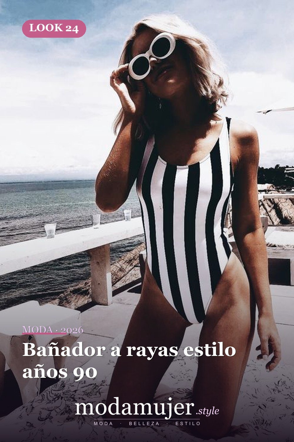 Bañador a rayas estilo años 90 — Tendencias de trajes de baño para 2026: 26 ideas para inspirarte