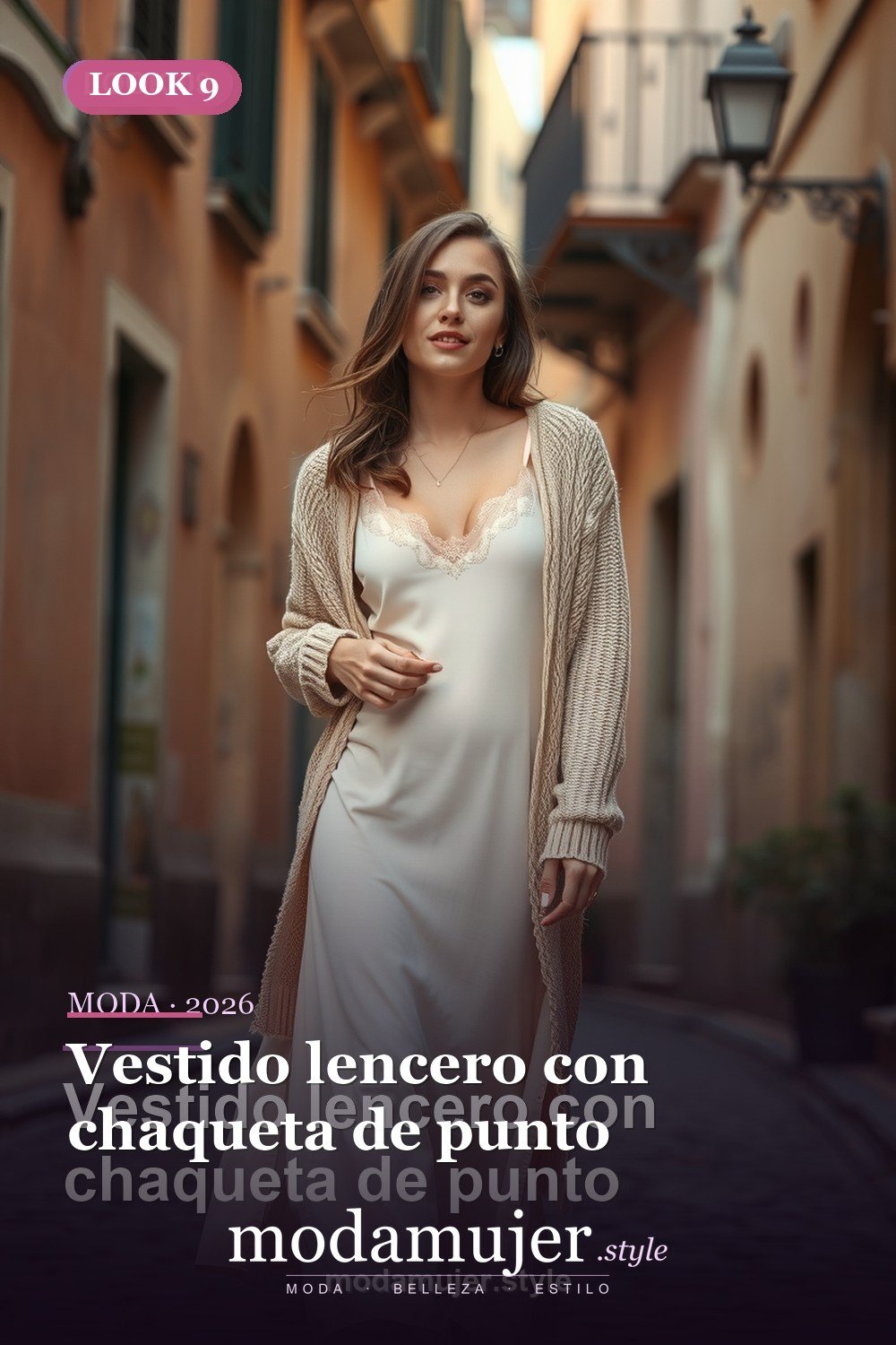 Vestido lencero con chaqueta de punto — 30 vestidos de moda para mujer en 2026: ideas para cada ocasion
