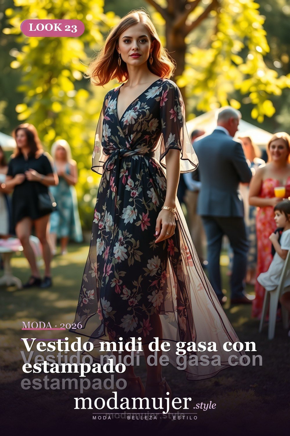 Vestido midi de gasa con estampado — 30 vestidos de moda para mujer en 2026: ideas para cada ocasion