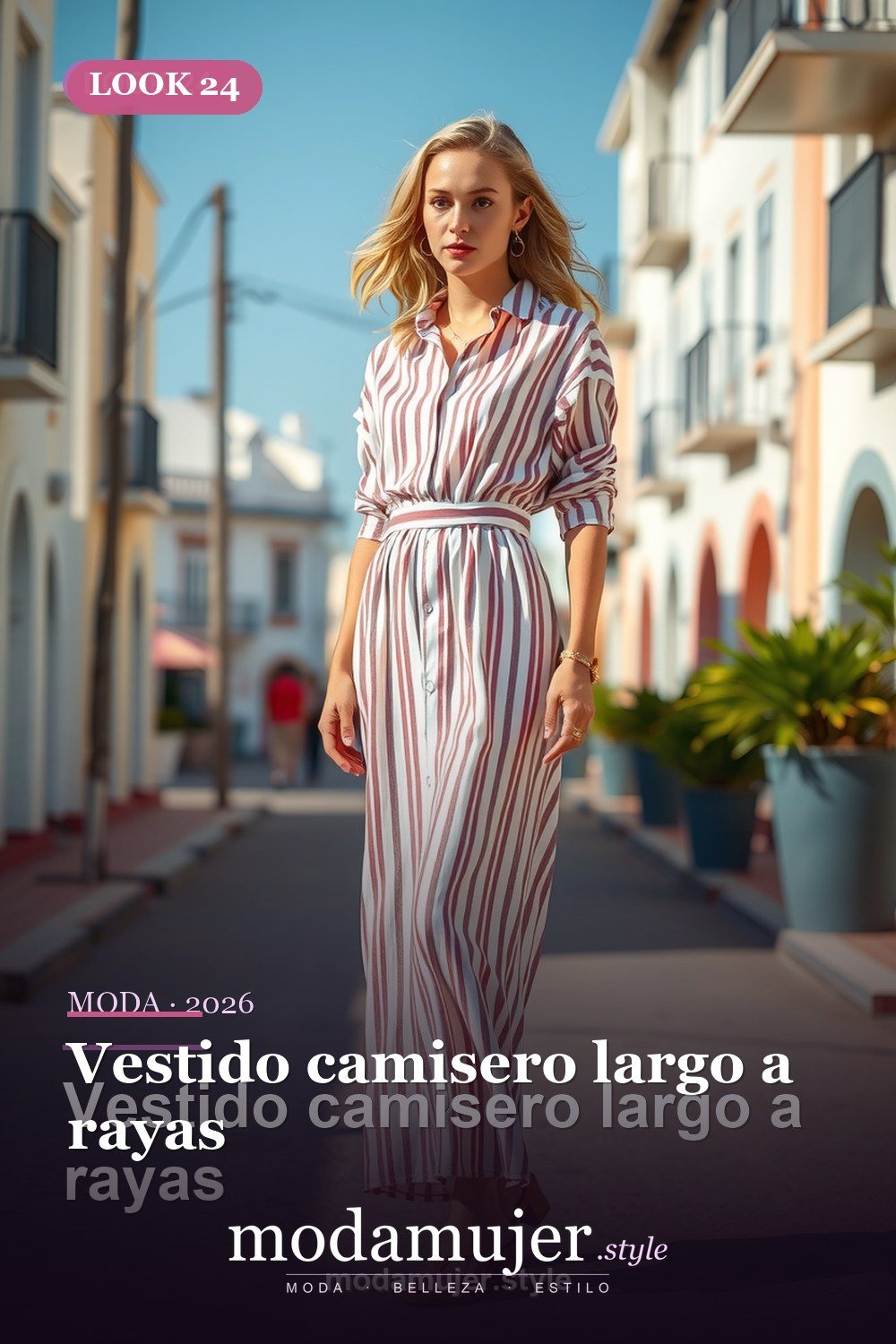 Vestido camisero largo a rayas — 30 vestidos de moda para mujer en 2026: ideas para cada ocasion