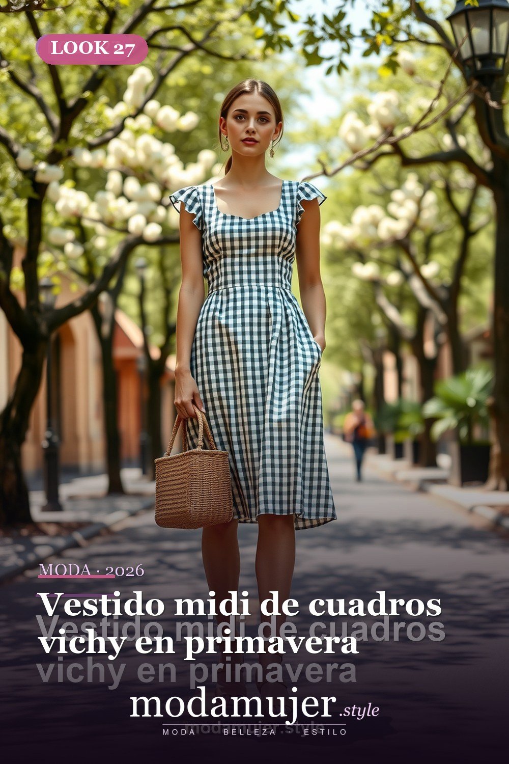 Vestido midi de cuadros vichy en primavera — 30 vestidos de moda para mujer en 2026: ideas para cada ocasion