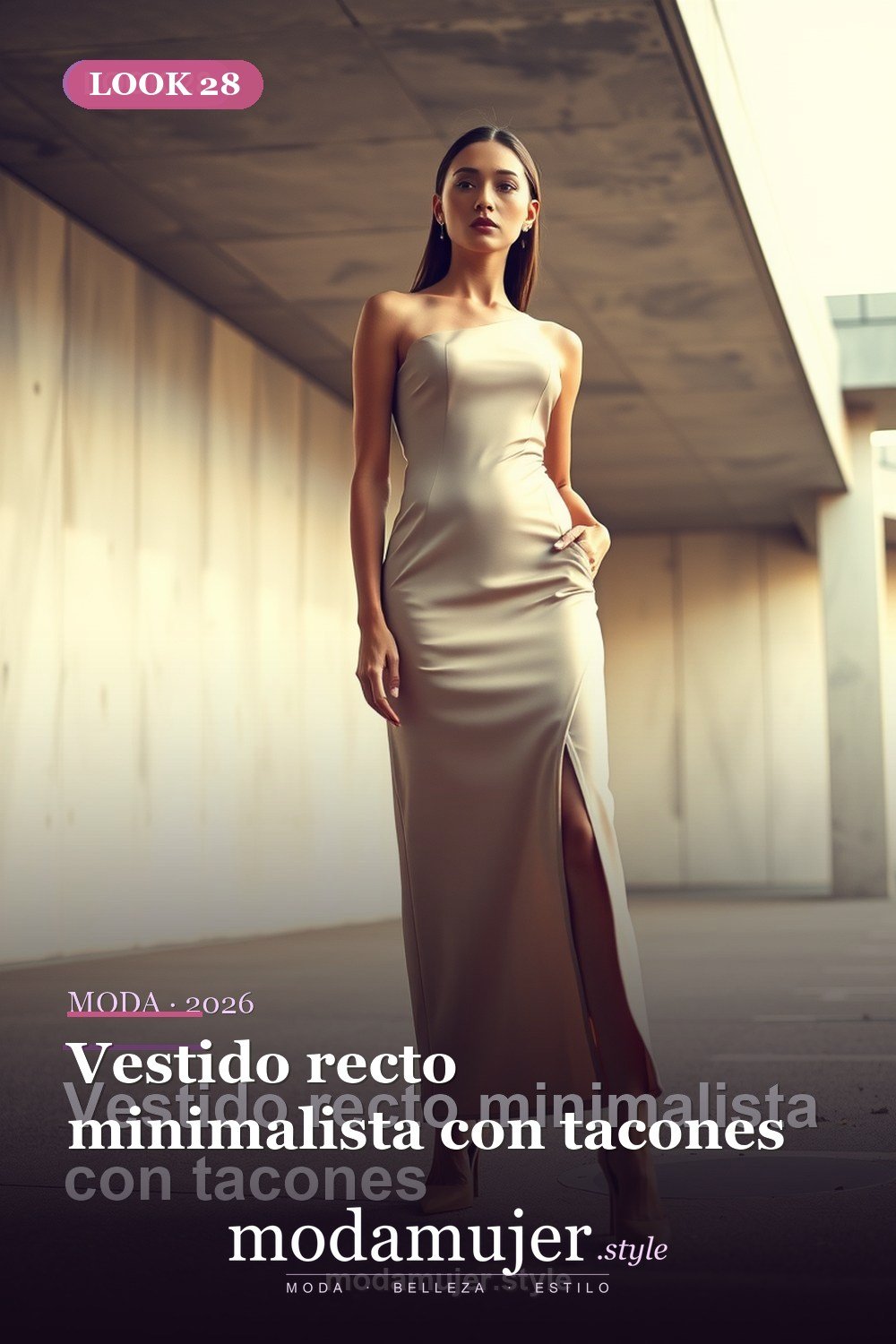 Vestido recto minimalista con tacones — 30 vestidos de moda para mujer en 2026: ideas para cada ocasion